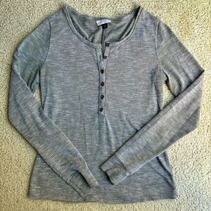 Ribbed Y2K Henley Long Sleeve Top in Olive by Universal Thread, Womens Medium